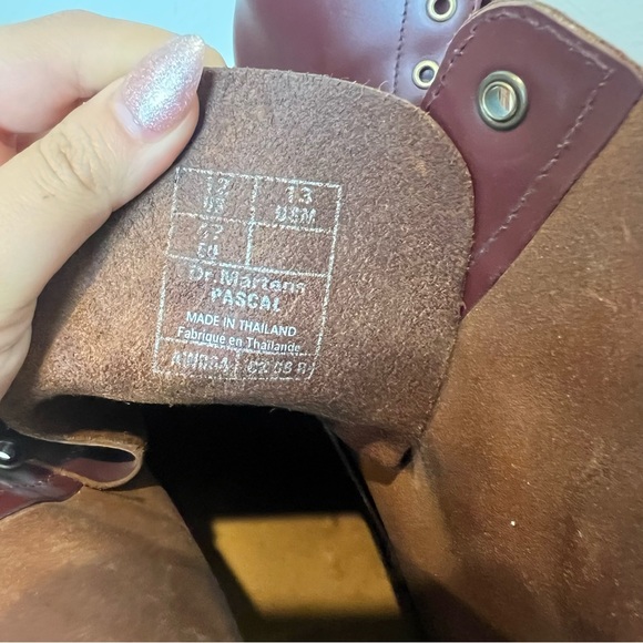 VINTAGE DR. MARTENS LACELESS 1460 PASCAL MAROON GOLD 8 eye men’s 13 - Picture 3 of 9